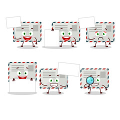 Envelope cartoon with character bring information board