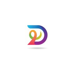 initial d with colorful logo design vector, icon, element, template