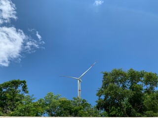 wind turbine and blue sky