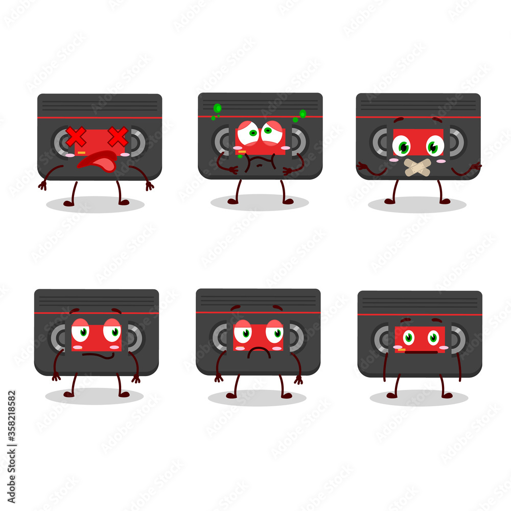 Poster Retro cassette cartoon character with nope expression