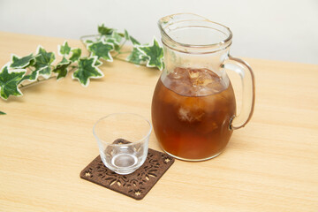 麦茶 コースター テーブル 夏 