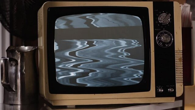 Retro Television with the Gay Pride Flag Explodes. Close-Up.