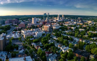 Poster Aerial landscape of White Plains, New York © Dronandy