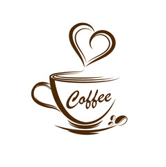 Obraz premium Coffee Logo simple elegant cafe. Vector illustration.