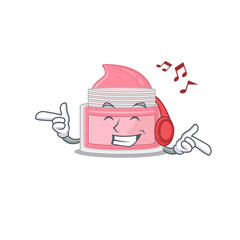 A Caricature design style of body srub listening music on headphone