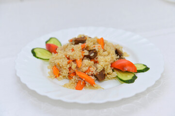 pilaf, Uzbek pilaf, delicious pilaf, the most delicious, food, nutrition, restran, cuisine, portion of pilaf,