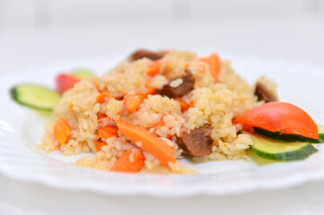 pilaf, Uzbek pilaf, delicious pilaf, the most delicious, food, nutrition, restran, cuisine, portion of pilaf,