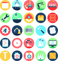 
Factory manufacturing production Vector Icons  2

