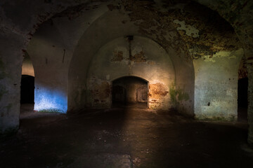 Fototapeta premium Basement of Daugavpils fortress in colors and black and white