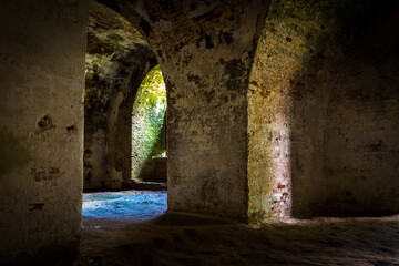 Obraz premium Basement of Daugavpils fortress in colors and black and white