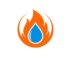 Water inside in the fire flame