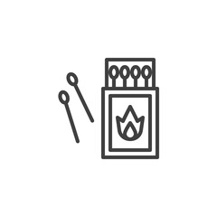 Open matchbox with matchsticks line icon. linear style sign for mobile concept and web design. Matches and Matchbox outline vector icon. Symbol, logo illustration. Vector graphics