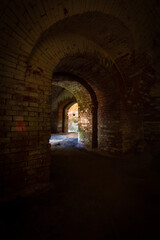 Basement of Daugavpils fortress in colors and black and white