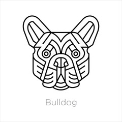 Bulldog head logo design. Vector illustration in line art style.