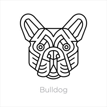 Bulldog head logo design. Vector illustration in line art style.