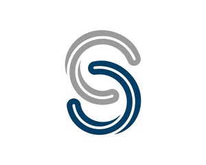 S Letter with two line art gray and blue