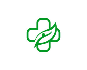 Medical logo with leaf in the middle