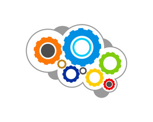 Brain with rainbow gear inside