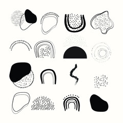 Abstract black and white shapes set
