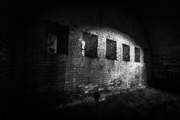 Fototapeta premium Basement of Daugavpils fortress in colors and black and white