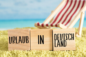 Strand und Slogan Urlaub in Deutschland