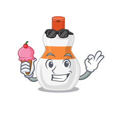 A Caricature design concept of body lotion with cone ice cream