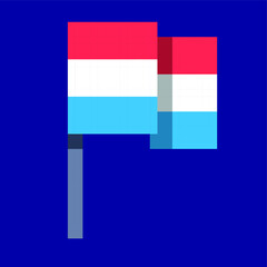 Luxembourg Flag Waving Pixel Art 