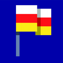 South Ossetia Flag Waving Pixel Art 