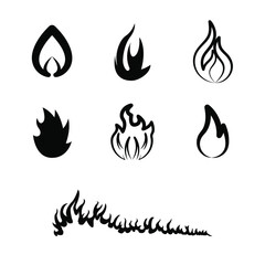 Set Black Collection Fire Flame Symbol Vector Icon Design Style