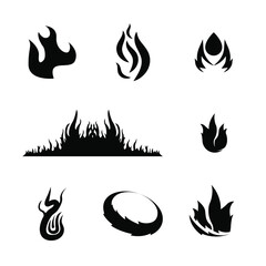 Set Black Collection Fire Flame Symbol Vector Icon Design Style