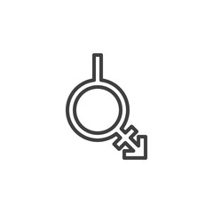 Bigender line icon. linear style sign for mobile concept and web design. Androgyne and neutrois outline vector icon. Symbol, logo illustration. Vector graphics