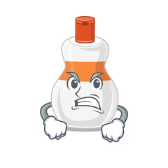 A cartoon picture style of body lotion having a mad face