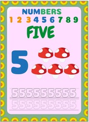 Preschool toddler math with mushroom design