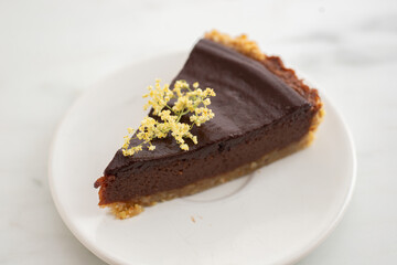 sweet home made chocolate elderflower cake