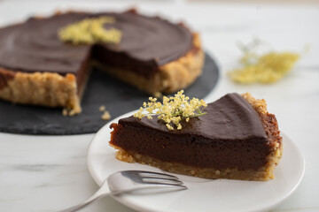 sweet home made chocolate elderflower cake