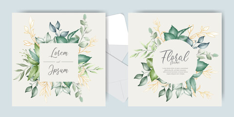 Beautiful Foliage Wedding invitation cards set