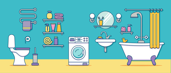 Bath equipment colorful concept