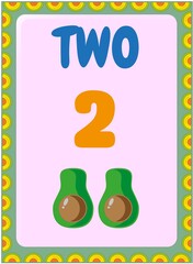 Preschool and toddler math with half avocado fruit design