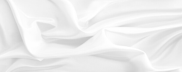 Obraz premium White gray satin texture that is white silver fabric silk panorama background with beautiful soft blur pattern natural.