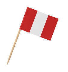 Small paper flag of Peru on wooden stick