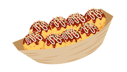 舟形の容器に入った８個入りのたこ焼き