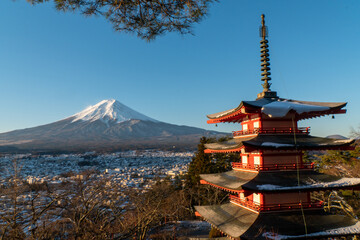 Chureito Pagoda in Fujiyoshida, Japan.