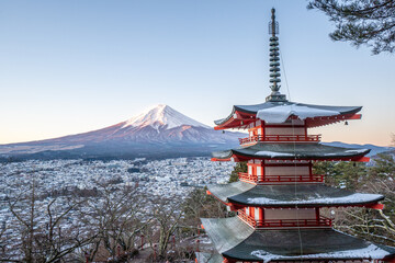 Chureito Pagoda in Fujiyoshida, Japan.