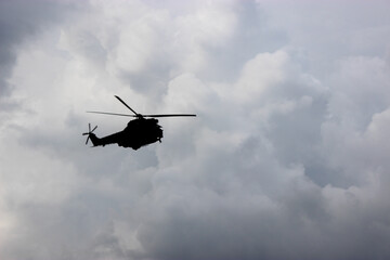 British army helicopter in flight
