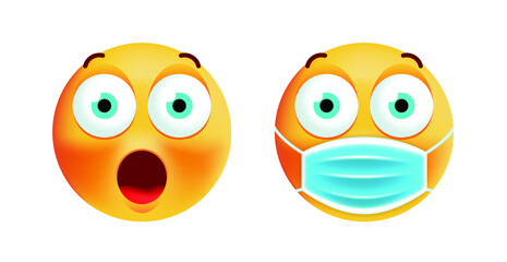 Cute Surprised Emoticon on White Background . Isolated Vector Illustration 