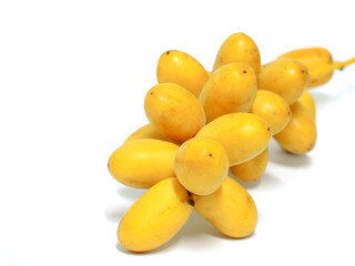 Yellow Date palm fresh on a white background