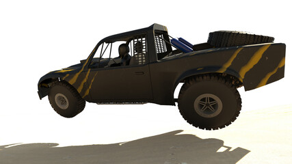 Trophy Truck isolated on white. Render 3d. Illustration.