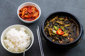 Soybean Paste Soup with Dried Radish Leaves