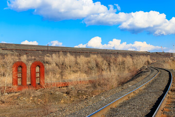Railroad track in the iron ore quarry