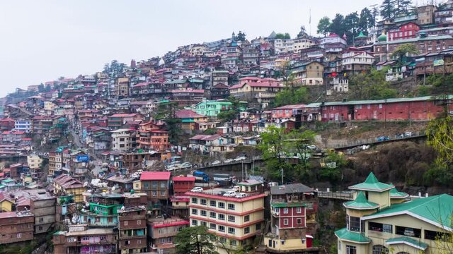 Time Lapse shot of Shimla city, the capital city of Himachal Pradesh, India